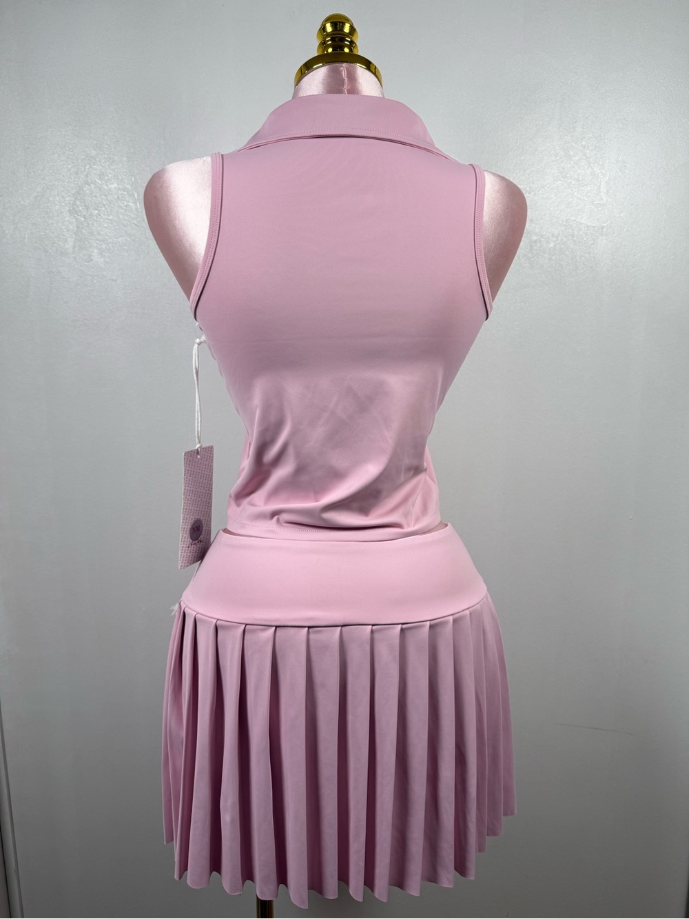 New Mix Pink Matching Set Crop Top Pleated Skort NWT Size Large - Picture 3 of 11